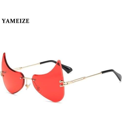 Hip Hop Rimless Sunglasses Women Vintage Irregular Sunglasses Steampunk Sunglasses Brand Designer Unique Shape Eyeglasses Gafas
