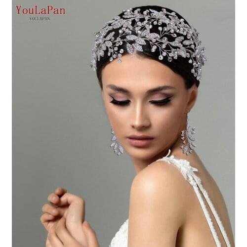 TOPQUEEN HP398 Silver Leaves Headband Prom Tiara Wedding Hair Accessories Handmade Bride Hair ornaments Female Crystal Headwear