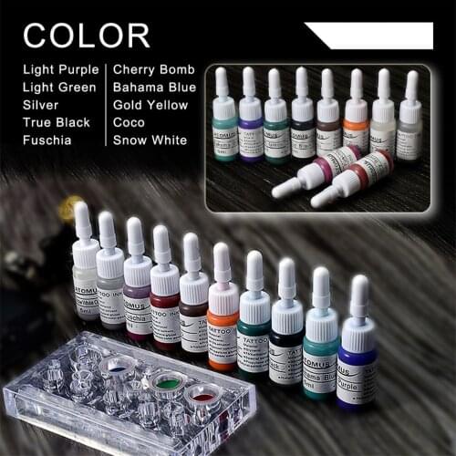 Creative Color Wheel Set & 10 Bright Colors Tattoo Inks DIY Arts Crafts Supplies