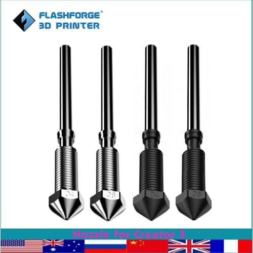 Flashforge Upgrade Nozzle for Creator 3 Hardened Steel High Temp Carbon Fiber Printing 3d Printer Parts Replacement Nozzles
