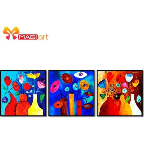 Cross stitch kits Embroidery needlework sets 11CT water soluble canvas patterns 14CT Mordern style abstract flowers-NCMF144