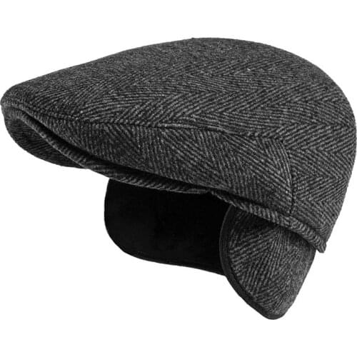 Fibonacci Winter Caps Wool Blended Newsboy Cap Retro Middle Aged Old Age Cabbie Ivy Striped Beret Dad Hats for Men Flat Caps