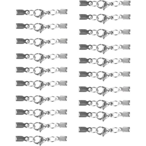 20 Pieces Foldable Bracelet Ends Carabiner Clasp Clamping Plates Crimps Clamp