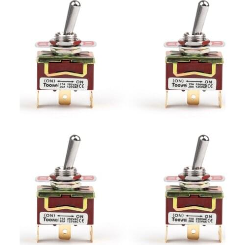 Artudatech 4Pcs 2 Terminal 3P (ON)-ON 15A 250V Toggle Switch Reset Boot SPDT Industrial Grade Parts