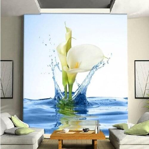 Beibehang living TV sofa backdrop restaurant seamless wallpaper murals wallpapers water lily papel de parede para 3D wall paper