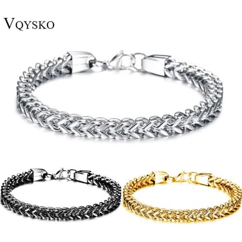 Three Color 316L Stainless Steel Chain Mens Bracelets Bangles Fashion Jewelry