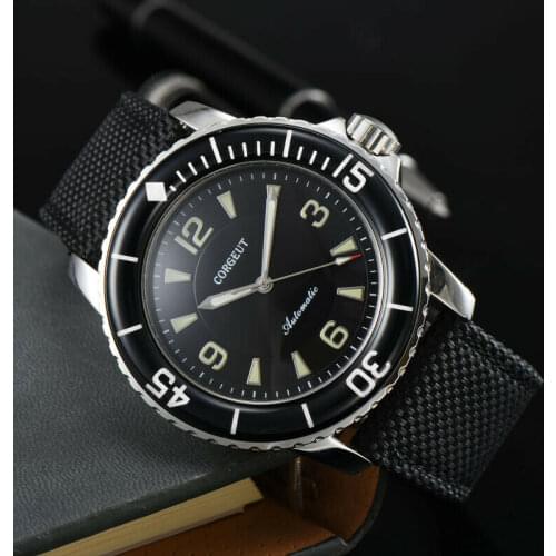 Corgeut 45mm sport design clock luxury top brand mechanical Luminous hands Automatic Self-Wind Vintage mens watch