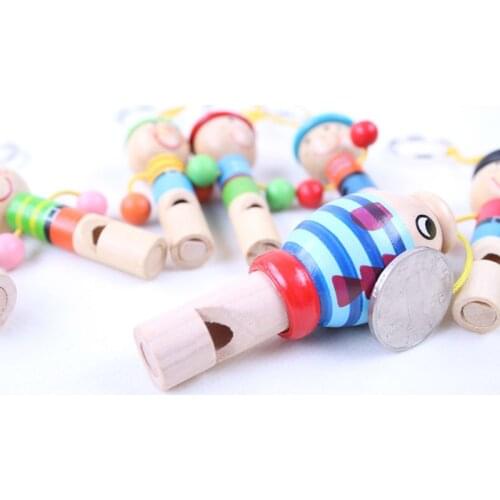 1 pcs Wooden Random color Toys Cartoon Animal Whistle Educational Music Instrument Toy for Baby Kids Children
