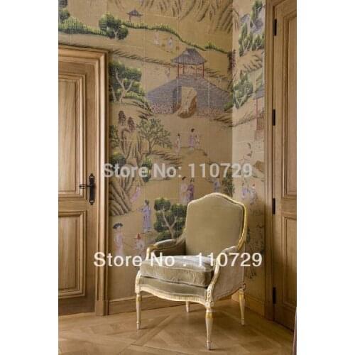 Home Decoration material Hand painted silk wallpaper painting rural community many pictures optional