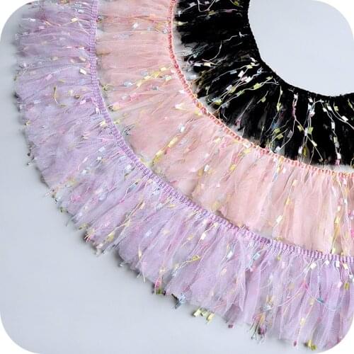 2Meter 6Colors Hot Sale Colorful Candy Tassel Gauze Flower Skirt Hem Hand, DIY, Doll, Dress, Skirt, Accessories