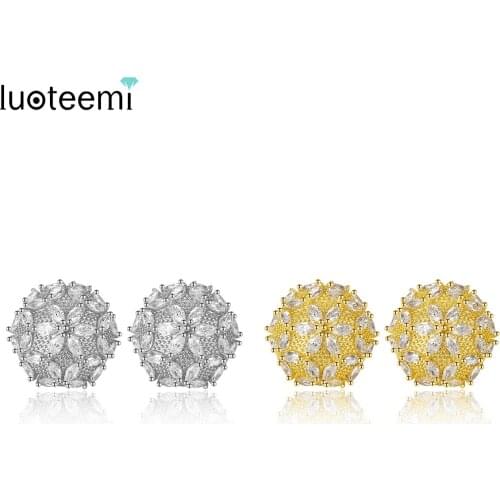 LUOTEEMI Female Snowflake Stud Earring White Gold Color Tone Jewelry 2018 High Quality AAA Zircon Fashion Earrings For Women
