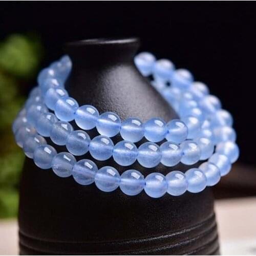 Blue Chalcedony Layered Bracelets For Women Charms Jjewelry Making Statement Fashion Healing Crystals