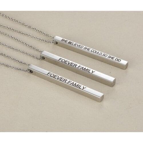 Fashion Jewelry Stainless steel Letter SHE BELIEVED SHE COULD , SO SHE DID Bar Pendant Necklace women tag Necklace Love Gifts