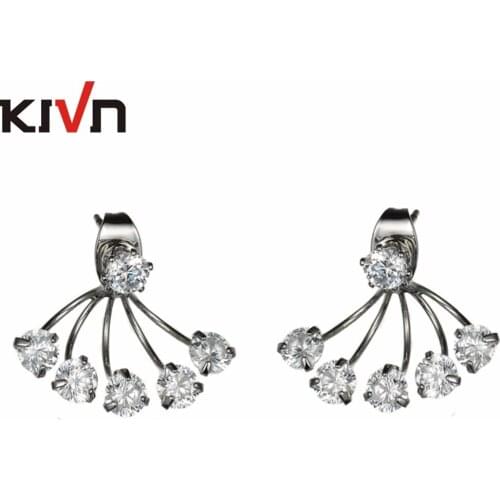 KIVN Fashion Jewelry CZ Cubic Zirconia Bridal Wedding Stud Ear Earring Jackets for Women Mothers Day Birthday Christmas Gifts