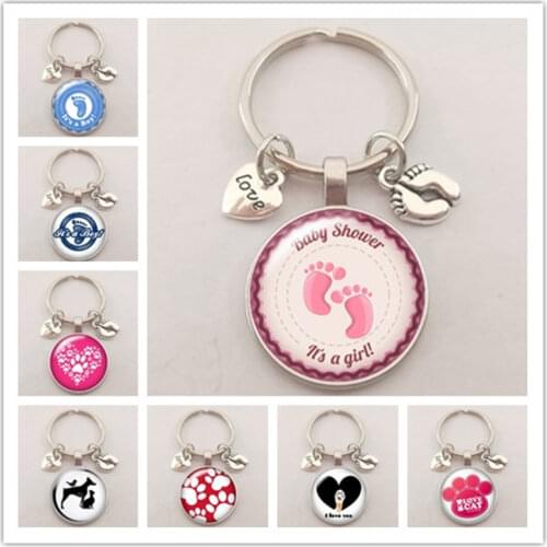 Fashionable cute baby footprint keychain I love you baby footprint keychain commemorative key ring new father and mother gift