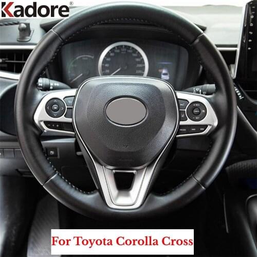 Car Interior Steering Wheel Panel Cover Trim Sticker For Toyota Corolla Cross GR 2018 2019 2020 2021 Carbon Fiber Accessories
