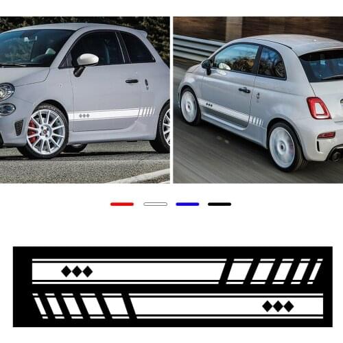 For Abarth Side Stripes Skirt Sticker Decals Wraps Body Stickers Graphics For FIAT 500 1 pair（L+R