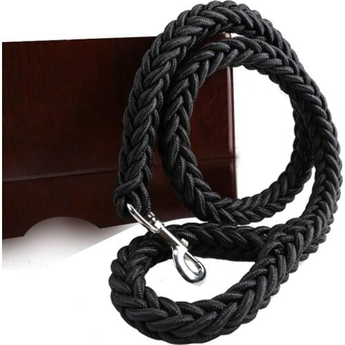 1.2m Nylon Black Braided Rope Dog Leash Upgrade Bold 8-strand Traction Rope For Big Dogs Strong Dog Lead Best Dog Products