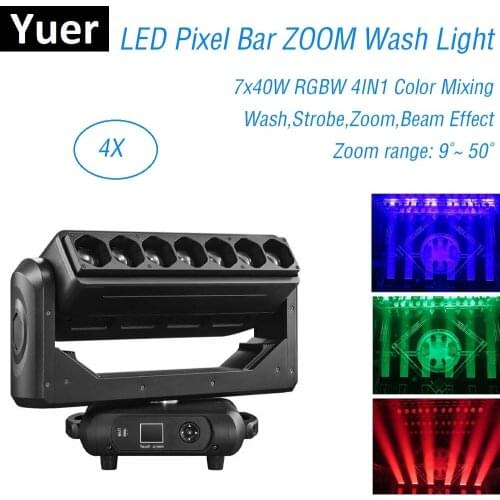 New Moving Head LED 7X40W Infinite Rotation Moving Pixel Bar Zoom Beam Wash Light Dj Equipment For Professional Light Stage Show