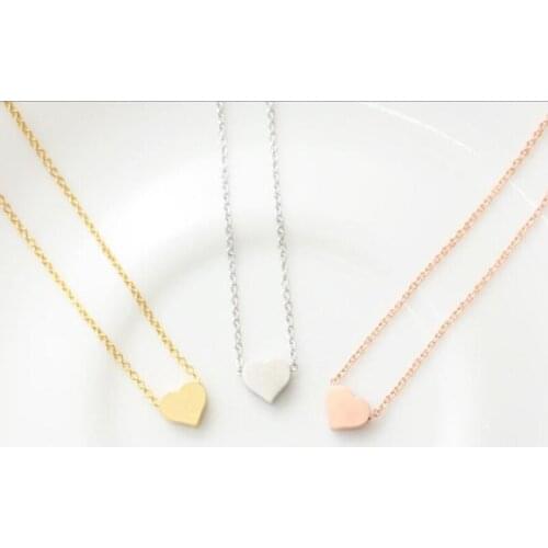 Wholesale Jewelry 10pc Tiny Heart Pendant Women Long Chain Necklace Copper Pendants Gold Silver Plated Female Jewelry