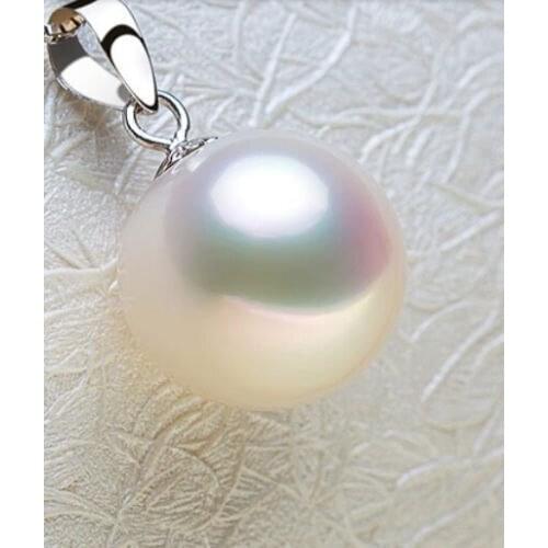 Hot 14mm Beautiful White shell Pearl Pendant Necklace 17"