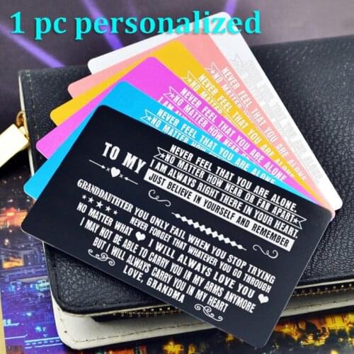 Personalized Metal Wallet Card Insert Custom Laser Engraved Message Card Romantic Gift Hand Writting Love Greeting Card KP022