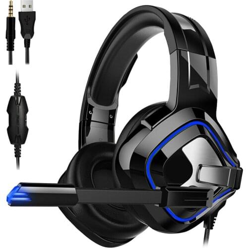 3.5mm Wired Gaming Headset Gaming Overear Headphone With Microphone for PC Laptop Surround Sound Stereo Wired Earphone