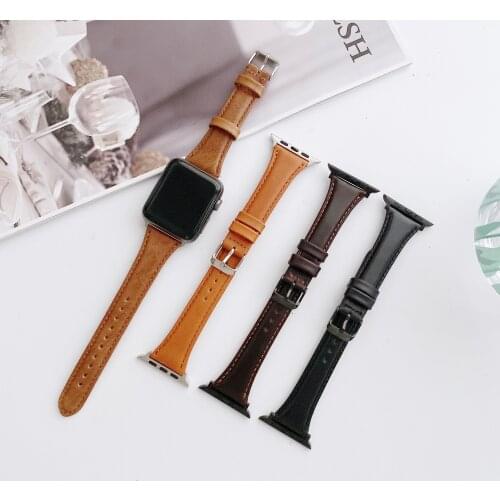 Women Watchband For Apple Watch Series SE Series 6 4 5 3 2 Wrist Strap Replacement Genuine Leather Watch Band Bracelet 40mm 44mm