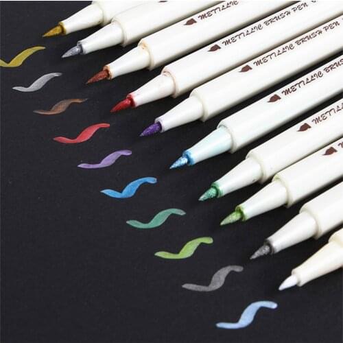 Luxury quality Metallic Colour Brush pen Art Marker Pen Drawing pens student School Office Supplies New