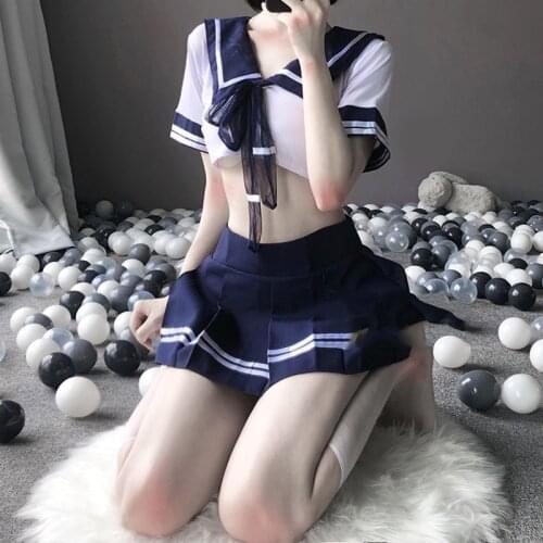 Sexy Anchor Schoolgirl Uniform Tops and Miniskirt Cosplay Sailor Halloween Costumes Student Seduction Pajamas Female Sleepwear
