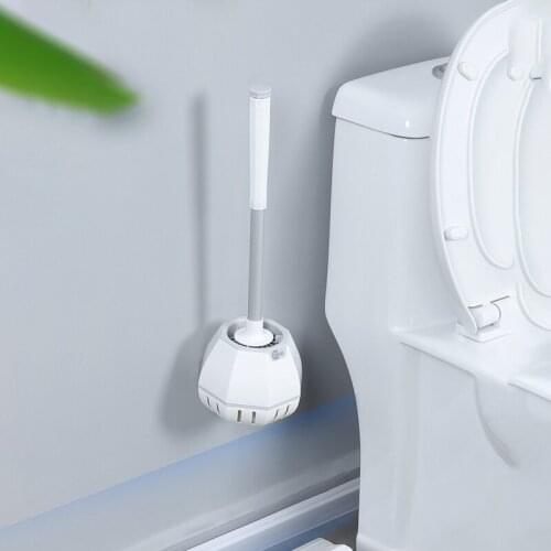 Silicone Toilet Brush No Dead Wall-Mounted Floor-Standing Quick Drying Holder Bathroom Set