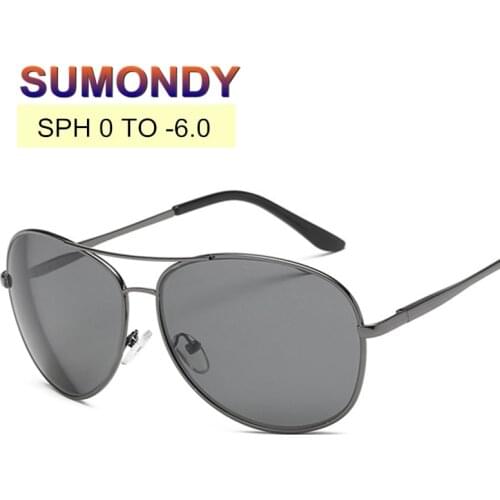 SUMONDY SPH -0.5 TO -6 Myopia Sunglasses Nearsighted Glasses Men Women Brand Pilot Prescription Spectacles For Shortsighted UF20