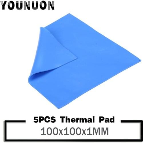 5pcs YOUNUON 100x100x1mm Thermal conductivity 3.2W GPU CPU Heatsink Cooling Conductive Silicone Pad Thermal Pad