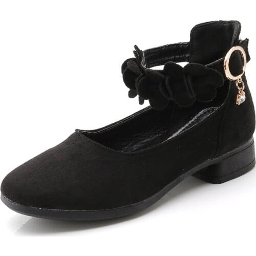 Children Shoes Girls High Heel Flower Princess Leather Shoes For Party Dance Big Kids 2019 Shoe 4 5 6 7 8 9 10 11 12 Year Old