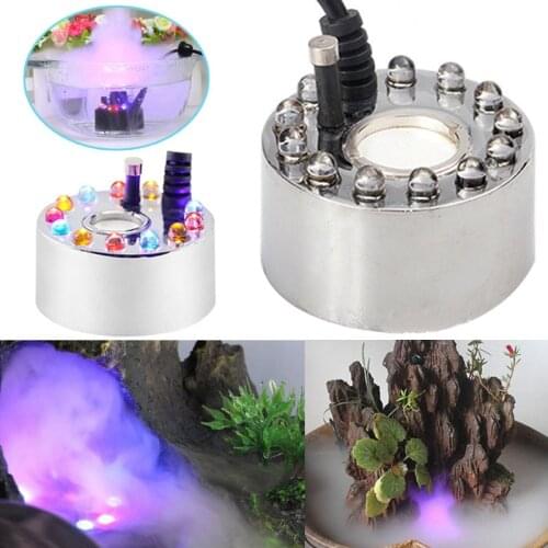 12 Leds Ultrasonic Mist Maker Fogger Water Fountain Pond Fog Machine Atomizer Air Humidifier EU/US/UK Plug fog fountain LB88