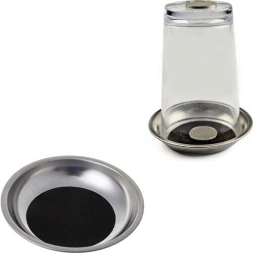 Magical Steel Cup Mat Coin Penetrates Into The Cup Tricks Through the Glass