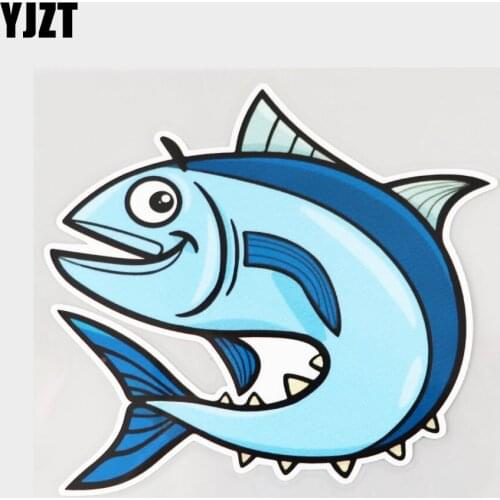 YJZT 13.5CM×13.3CM Cute Tuna Marine Life Car Sticker PVC Decal 11C-0036