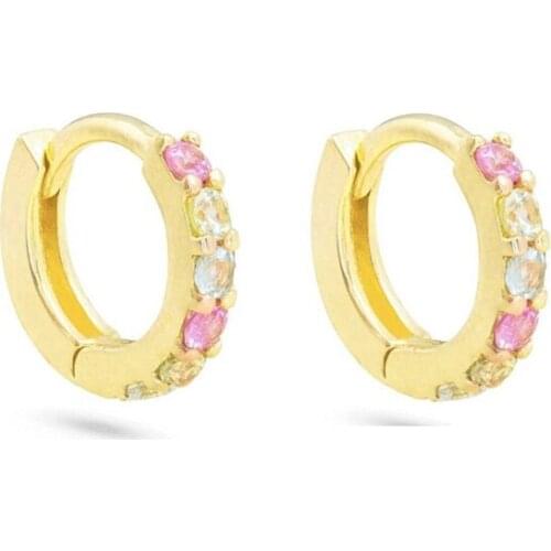 2021 New 925 Sterling Silver Minimal Delicate Pink White CZ Hoop Earrings For Girl Women Delicate Tiny Fashion Jewelry