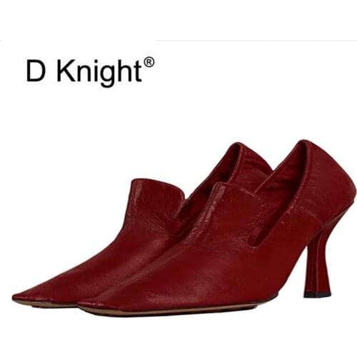 2021 New Early Spring Women Pumps Shoes Retro Fashion Square Toe High Heels Lady Shoes Elasticated Female Heel Shoes Big Size 40