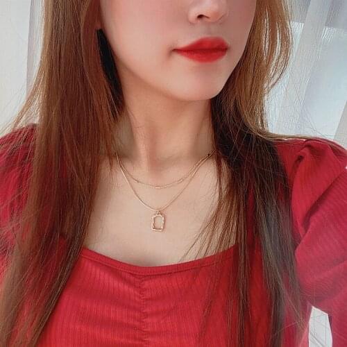 Hip-hop style two-layer Necklace Woman 2021 new fashion luxury niche casual neck chain simple temperament