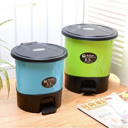 1PC 5.5L 8.5L Creative Lovely Large Household Trash Kitchen Toilet Waste Bins Plastic Pedal Dustbin with Cover KP 001