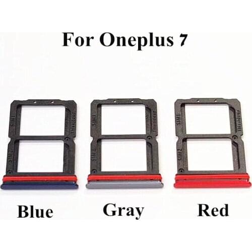10pcs/Lot Original SIM Tray Card Slot Holder For Oneplus 7 1+7 SD/SIM Reader Card Adapter Socket SIM Case cover Replacement