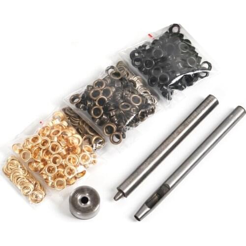 100 sets 3.5/4/5mm/6mm/8mm/10mm/12/14mm metal Eyelets Tool Kit,Punch,grommet eyelet Riveting installer fastening,Hammer stick