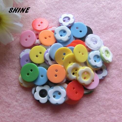 12mm 50 PCs Resin Sewing Buttons Scrapbooking Round Mixed 2 Holes Flower Pattern Costura Botones bottoni botoes