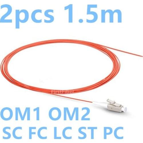 2pcs 1.5m Pigtail LC/SC/FC/ST PC UPC OM1/OM2 Multimode Fiber Optic Pigtail 0.9mm Simplex, 1m 3m 5m 10m 15m 20m 30m