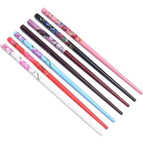 2Pcs Colorful Natural Wood Retro Style Hairpin Hand-carved Hair Stick Vintage Painting Hairpin Women Chopstick Hair Stick
