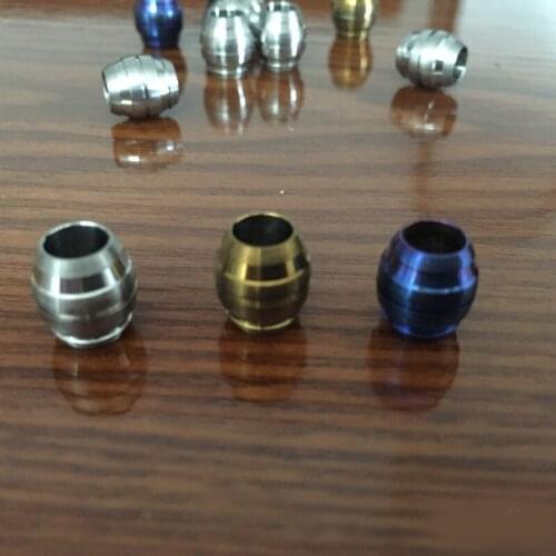 2pcs Handmade Titanium Lanyard Drum Shape Bead Paracord Cord Bead Knife Tool EDC Gear Pendant Keychain Accessory Cosplay DIY