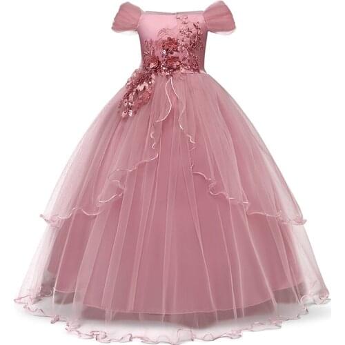 2021 Summer Kid Baby Girls Floral Long Tutu Dress Wedding Party Dresses Toddder Princess Dresses Children Baby Girl Clothing