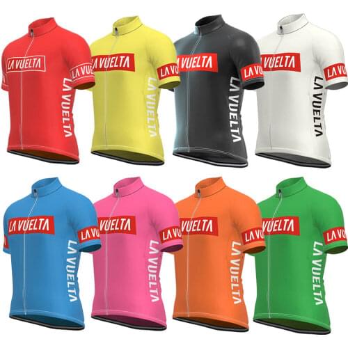 2021 New Summer LA VUELTA Man Cycling jersey 8 Colors Retro Cycling Shirt Bicycle Clothes maillot ciclismo hombre
