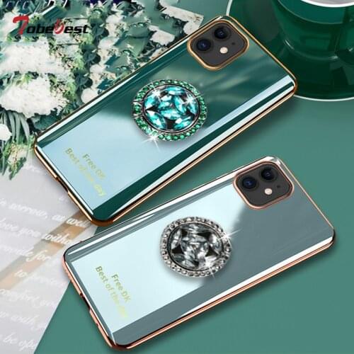 360 Finger Ring Plating Silicone Case For iphone 12 11 Pro XS Max XR X 8 7 6S 6 Plus SE 2020 12mini Coque Soft TPU Stand Cover